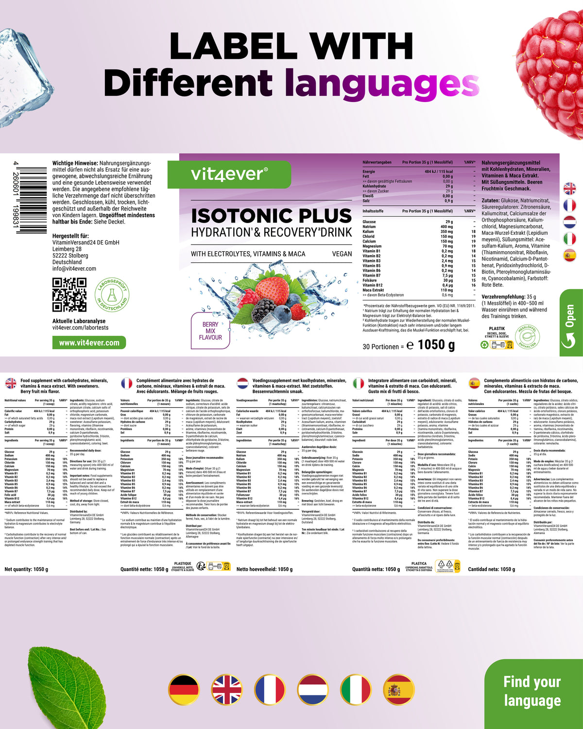 Isotonic Plus - Beeren Mix, 1050 g
