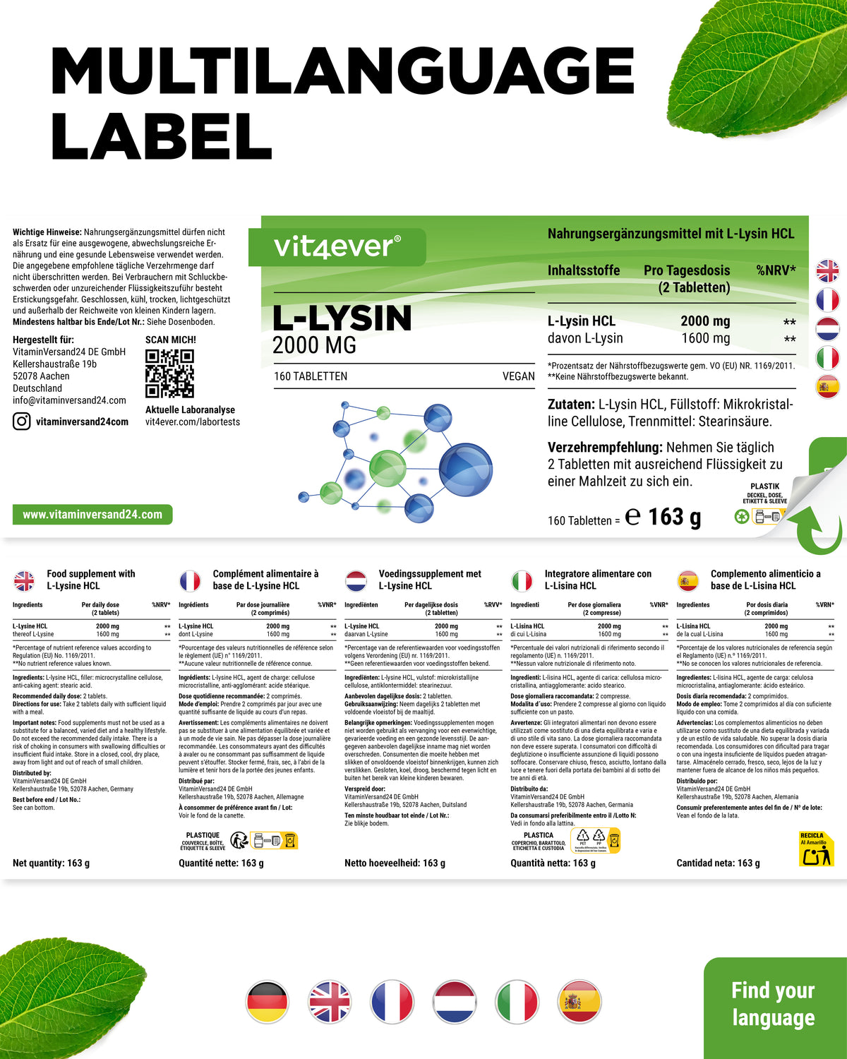 L-Lysine - 1000 mg