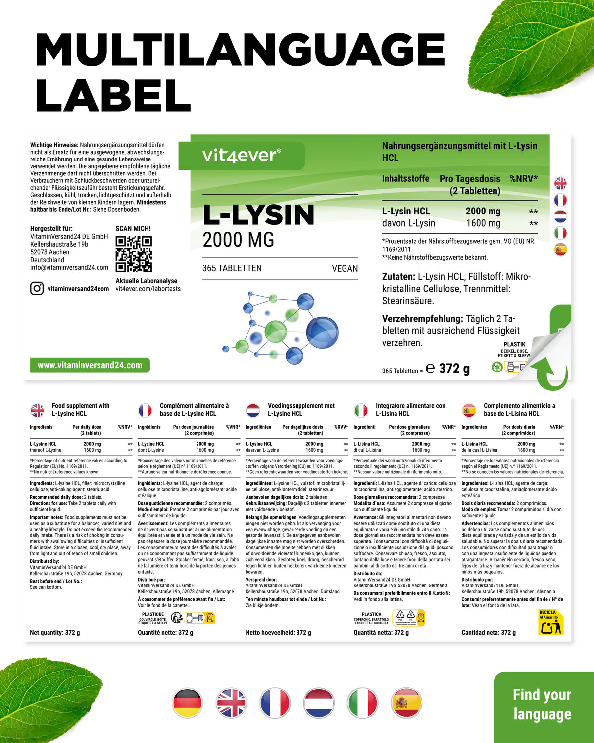 L-Lysine - 1000 mg