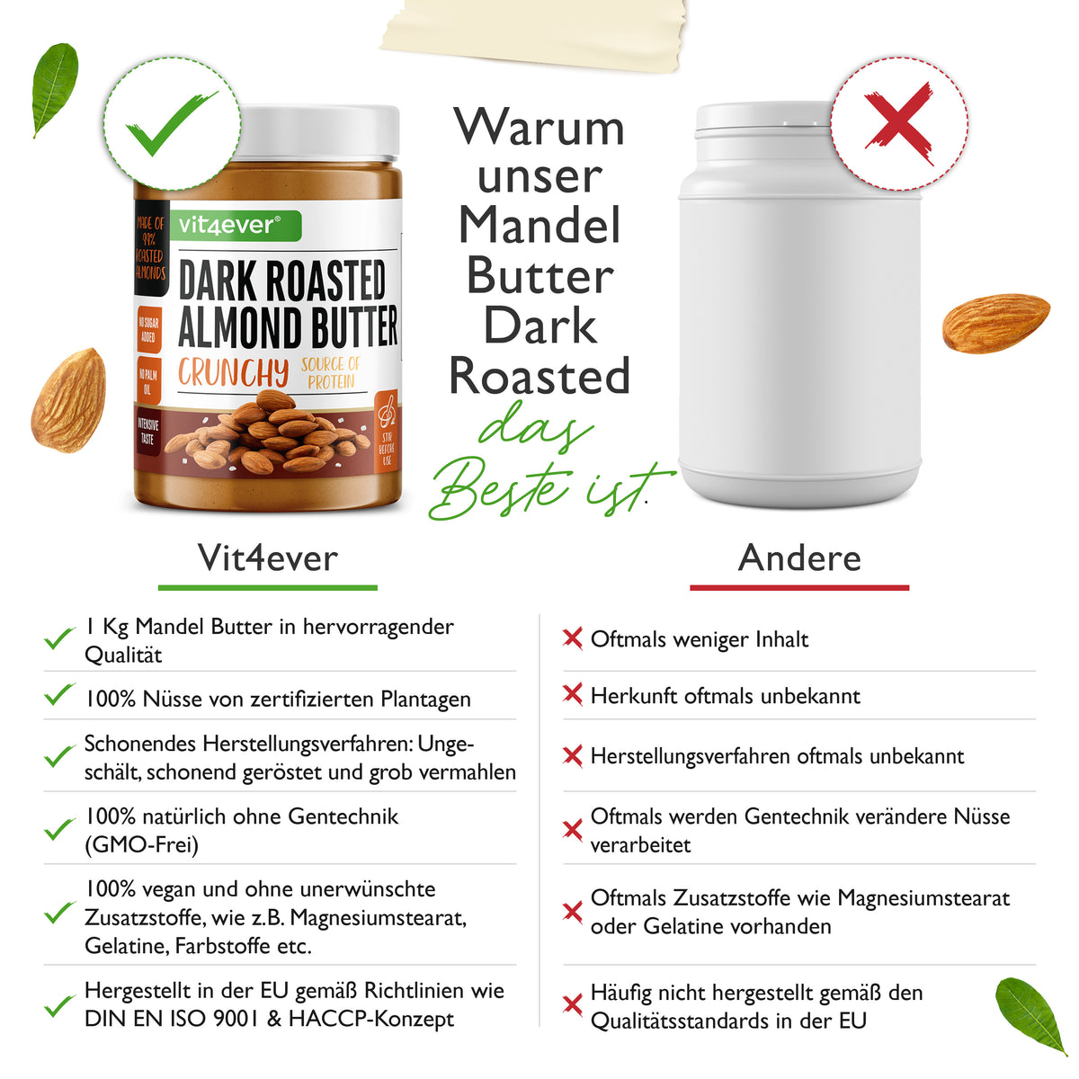 100% Mandelmus (Dark Roasted Crunchy)1000 g