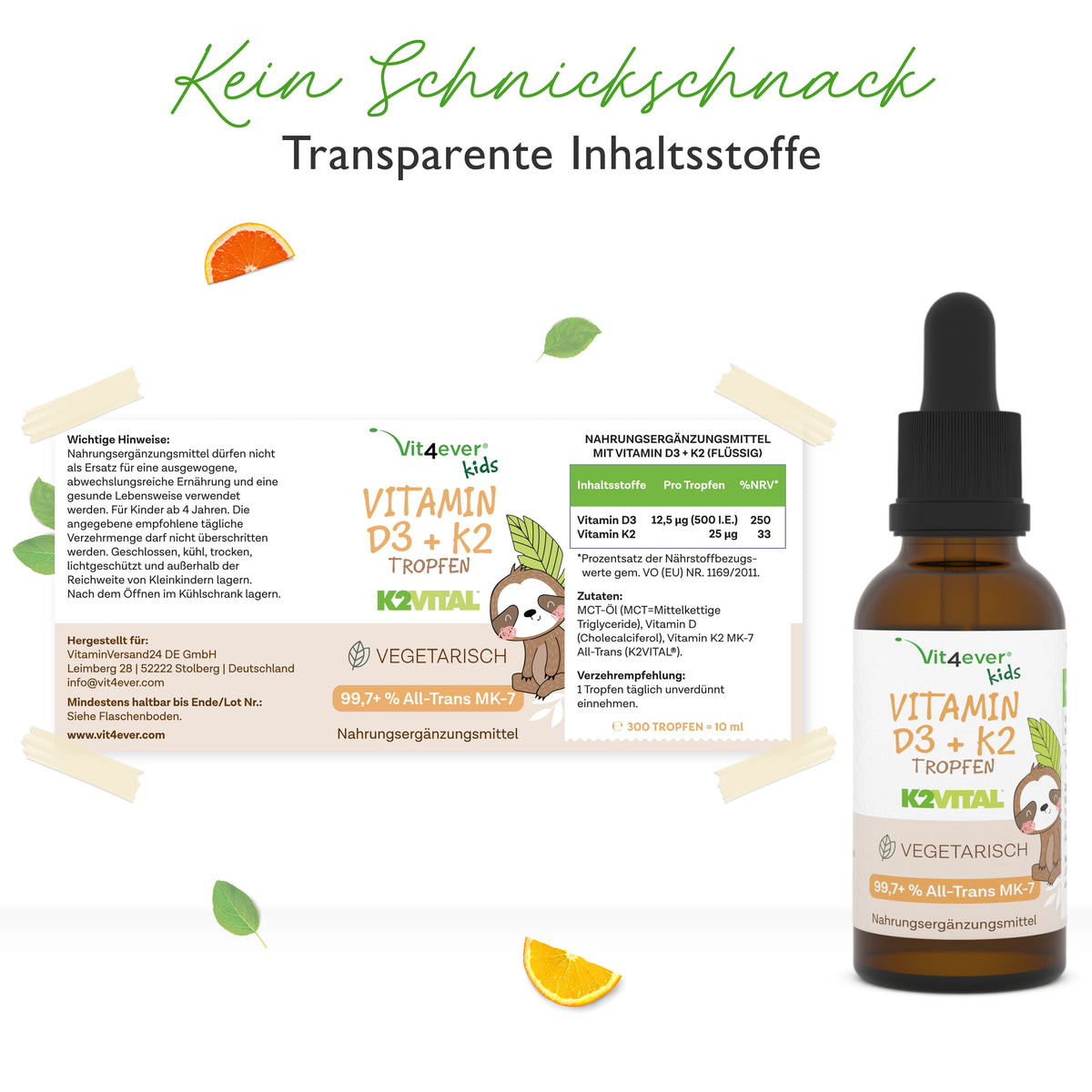 Vitamin D3 + K2 - KINDER - Tropfen 10ml
