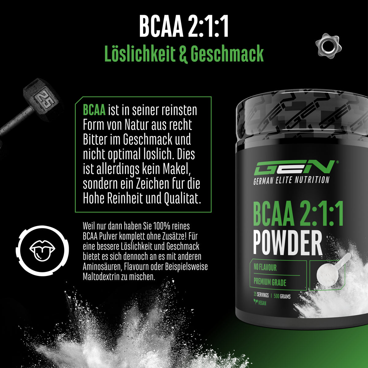 GEN BCAA 2:1:1 Powder - Neutral, 500 g