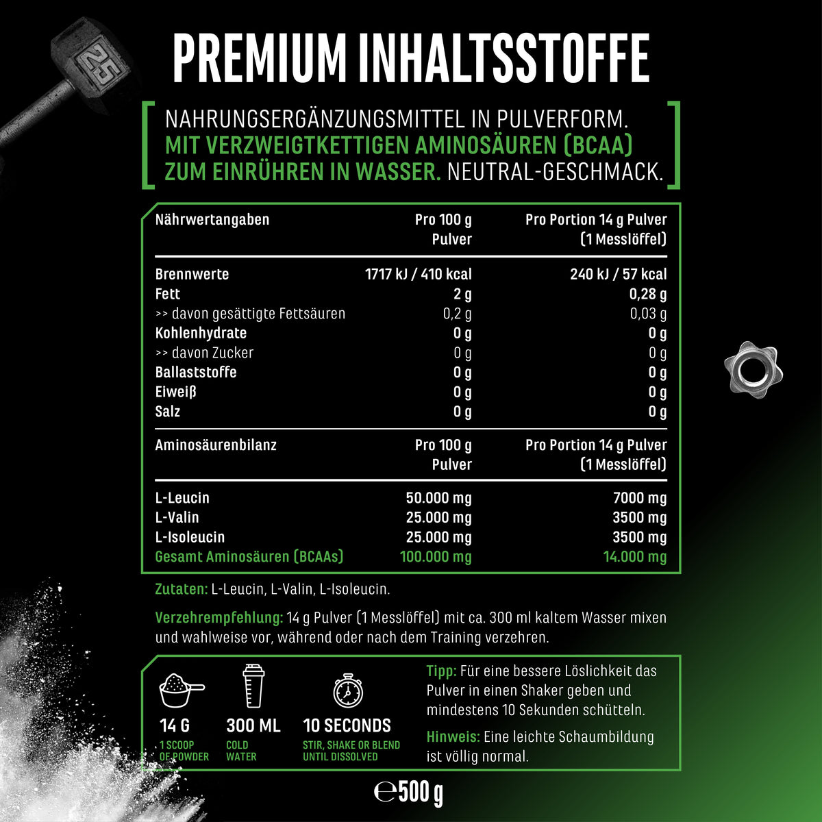GEN BCAA 2:1:1 Powder - Neutral, 500 g