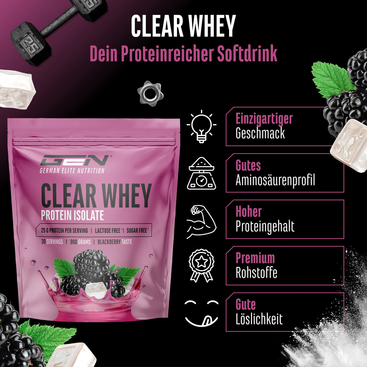 Clear Whey Protein - Fresh Apricot, 900 g