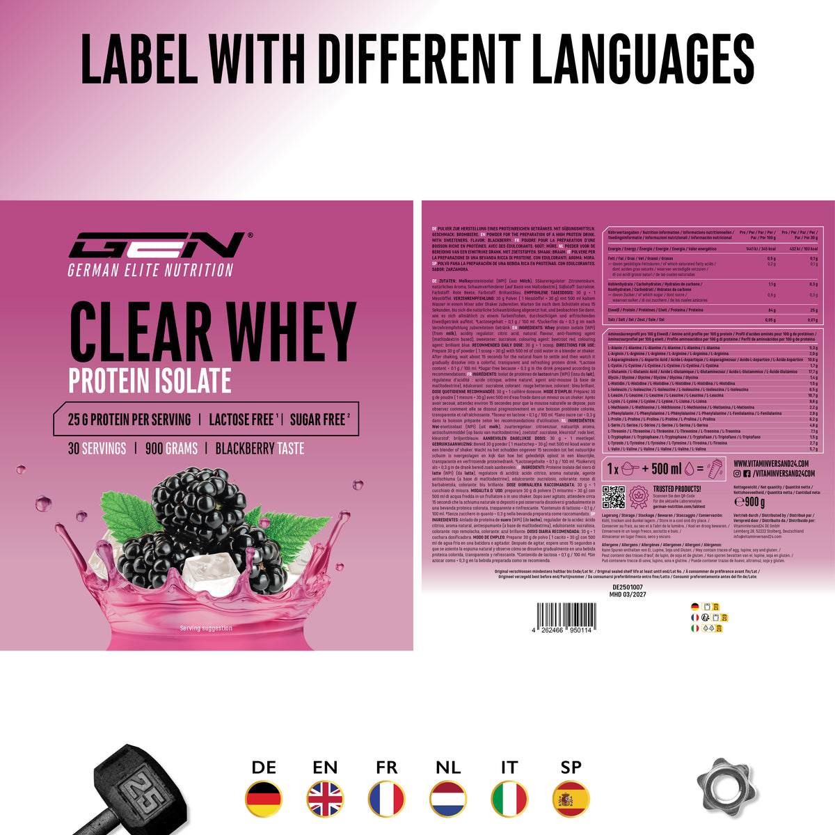 Clear Whey Protein - Fresh Apricot, 900 g