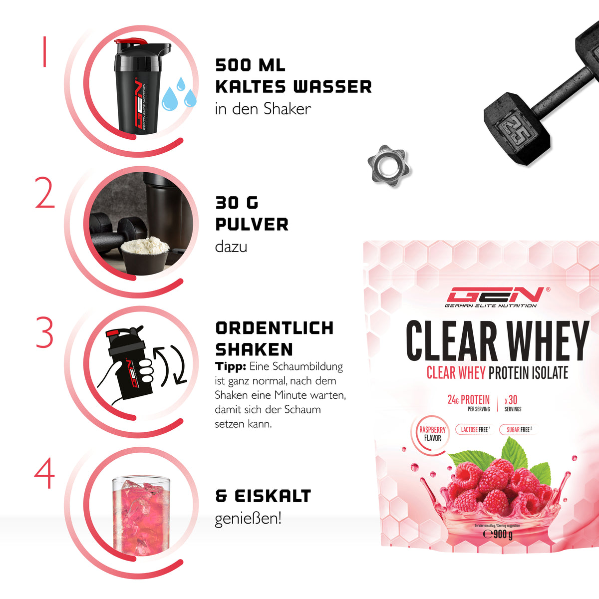 Clear Whey Protein - Fresh Apricot, 900 g