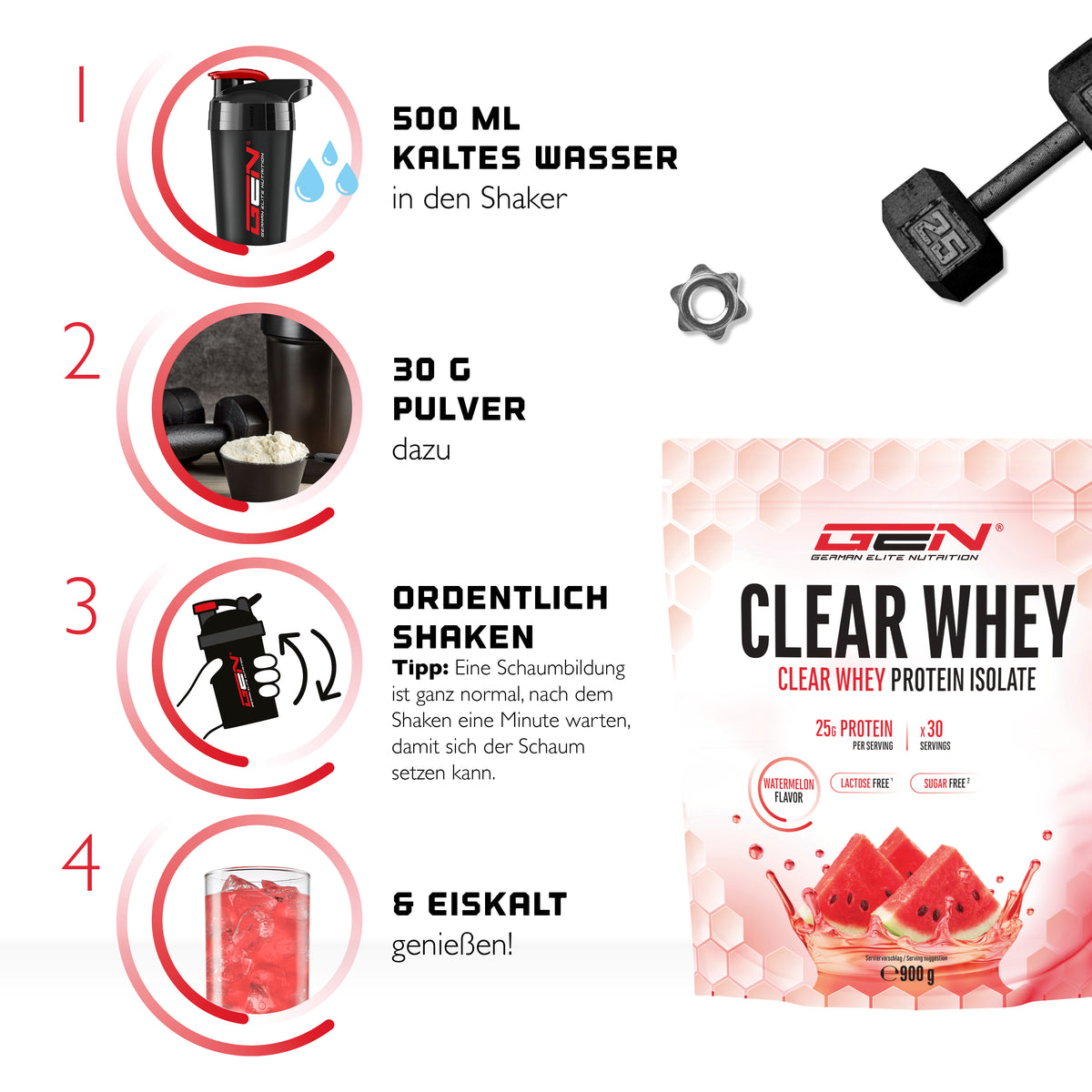 Clear Whey Protein - Fresh Apricot, 900 g