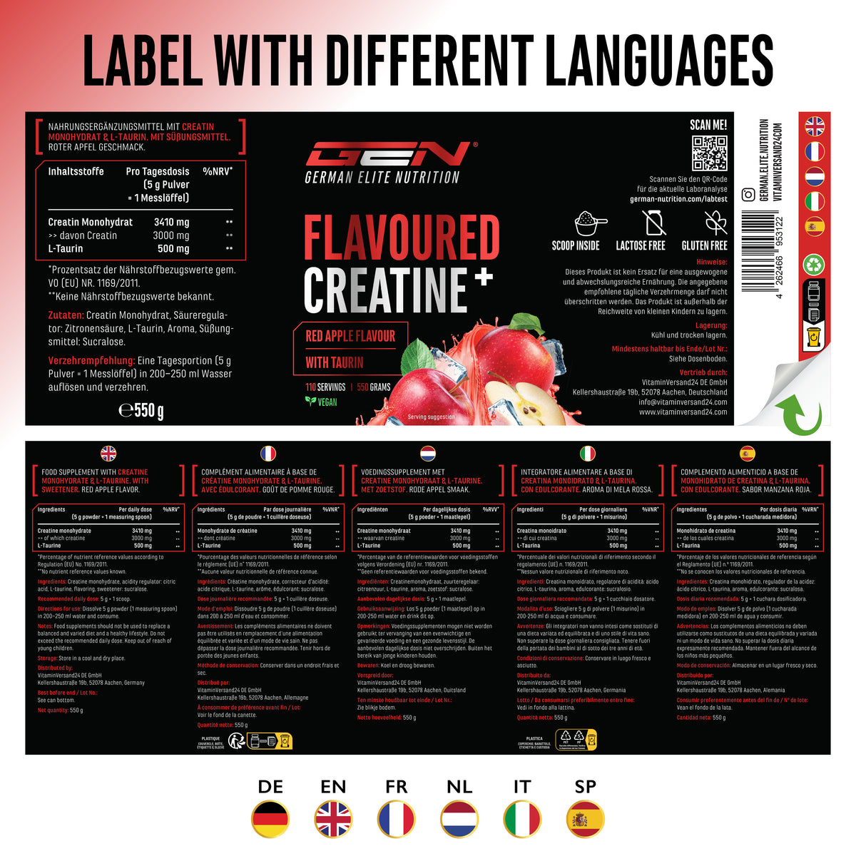 Creatine - Strawberry, 550 g