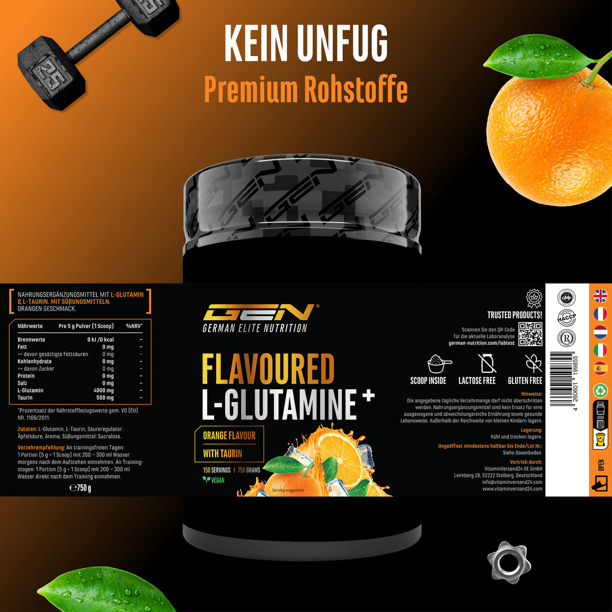 L-Glutamin Pulver Flavoured