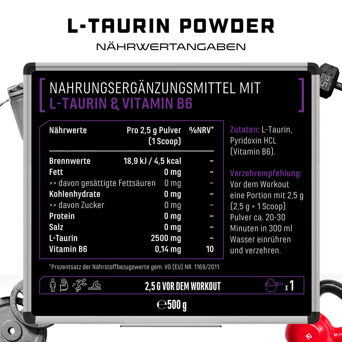GEN Taurin, 500g Pulver