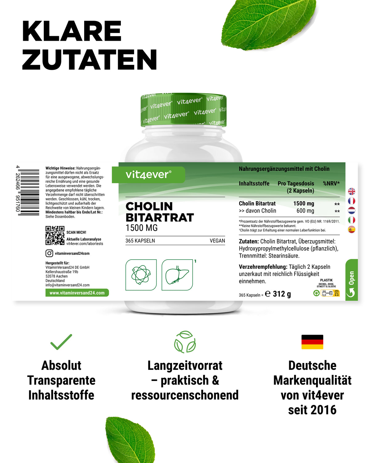 Cholin Bitartrat 1500 mg
