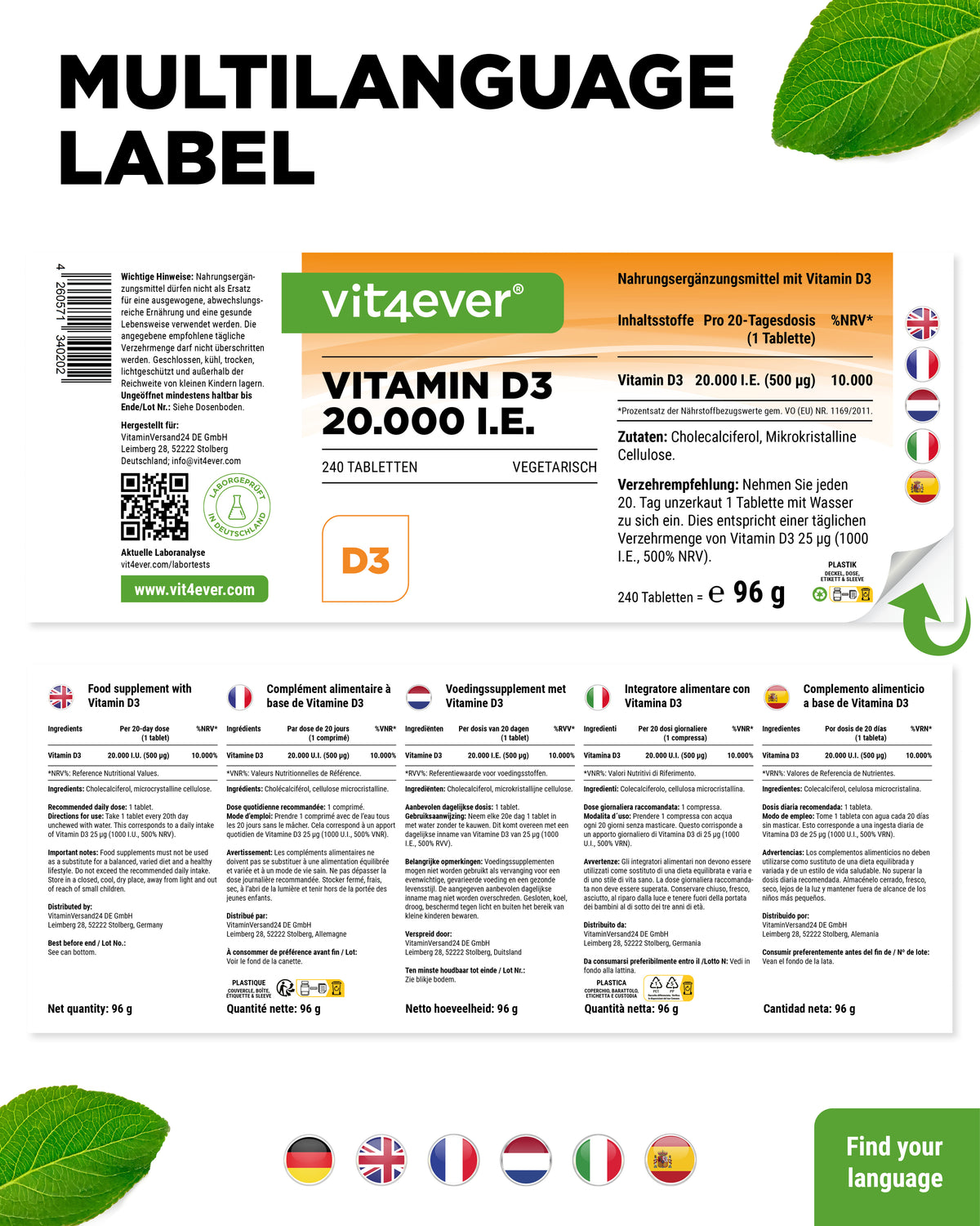 Vitamine D3 Depot 20.000 UI