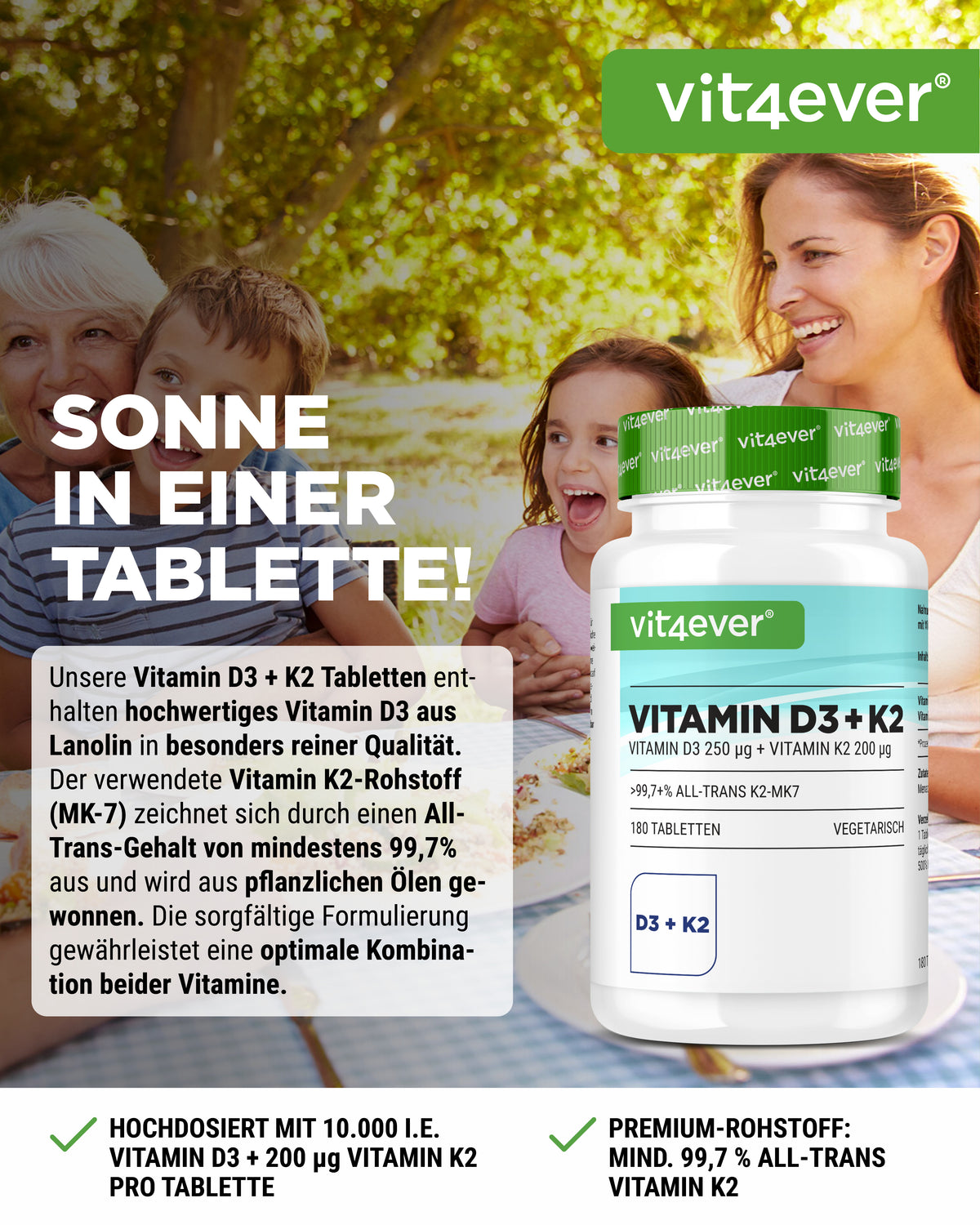 Vitamina D3 10.000 UI + Vitamina K2 200 mcg