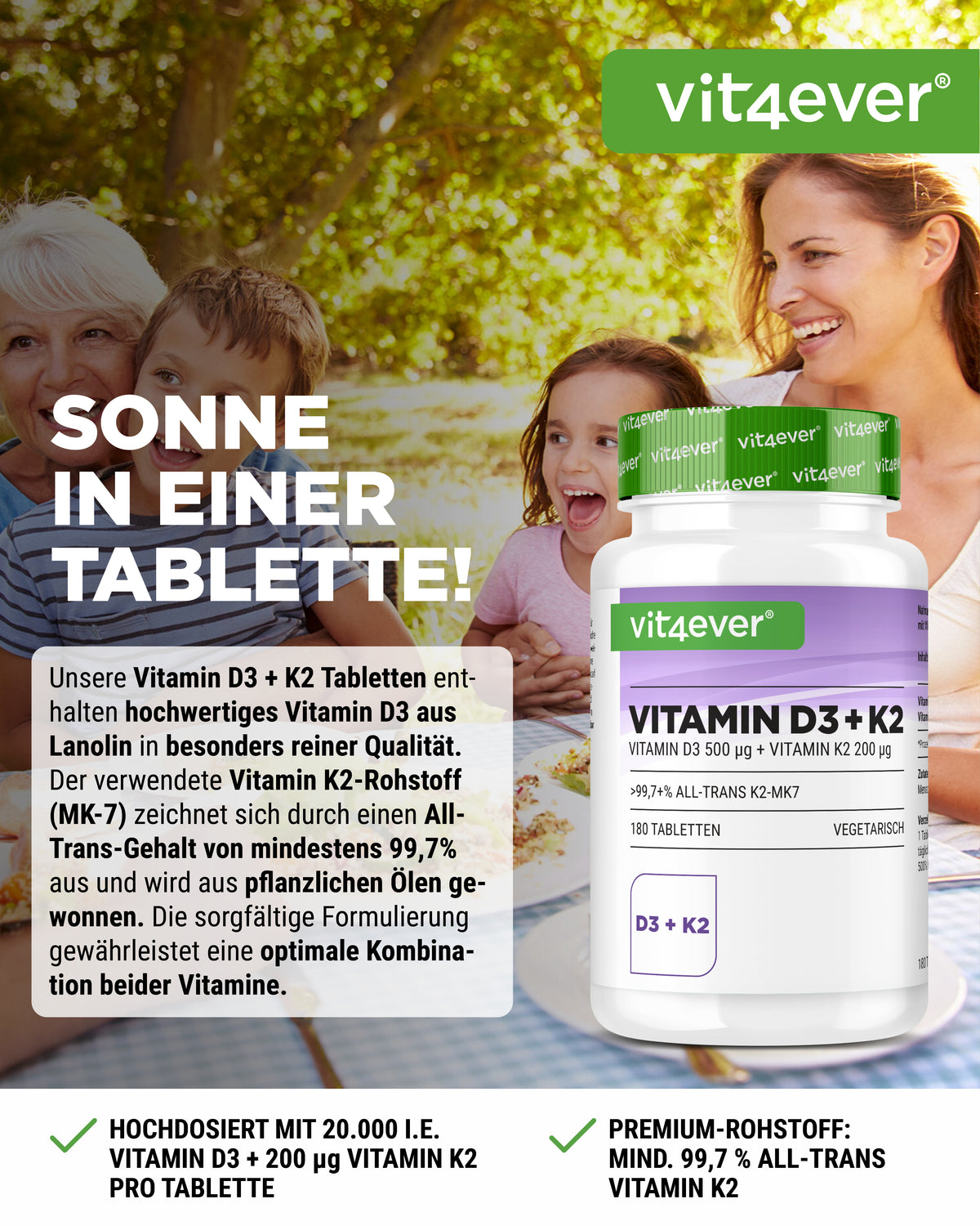Vitamina D3 20.000 UI + Vitamina K2 200 mcg