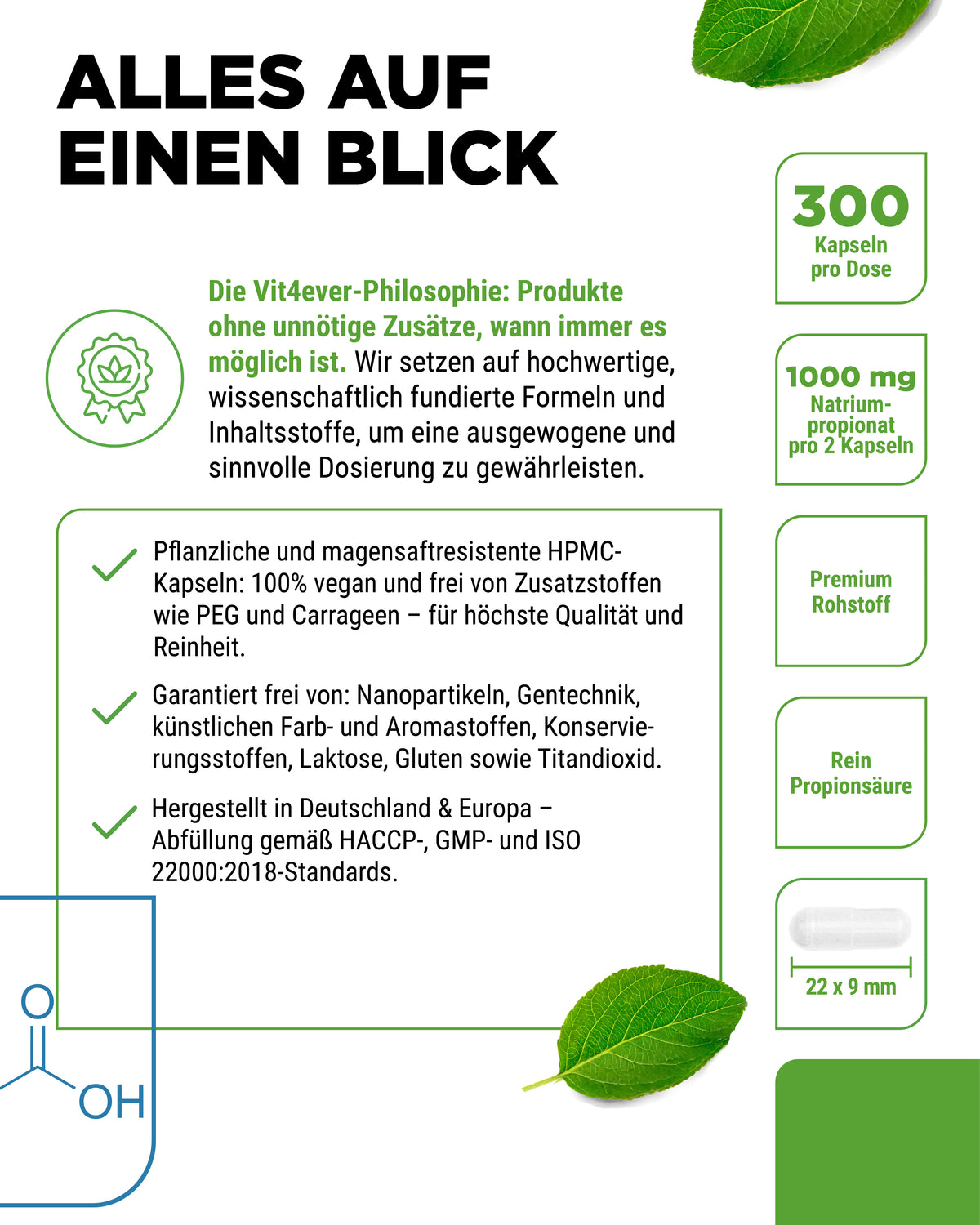 Propionsäure, 500 mg