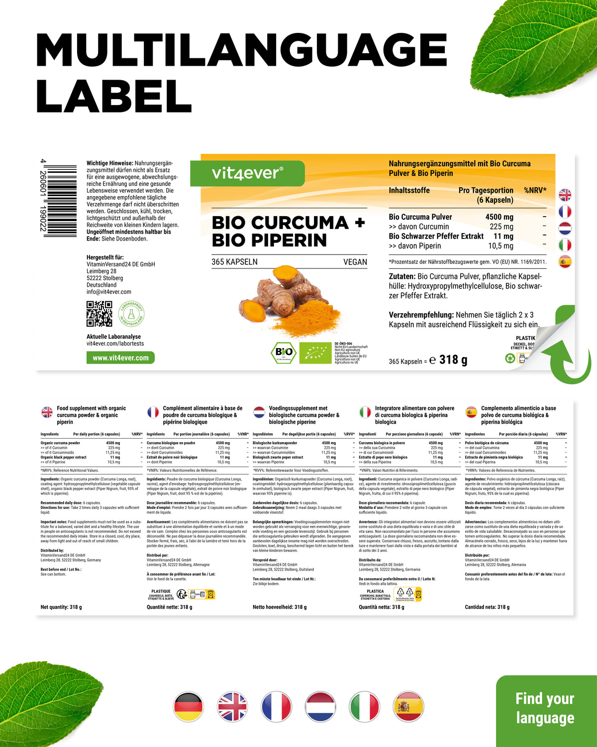Cúrcuma Ecológica + Piperina Ecológica