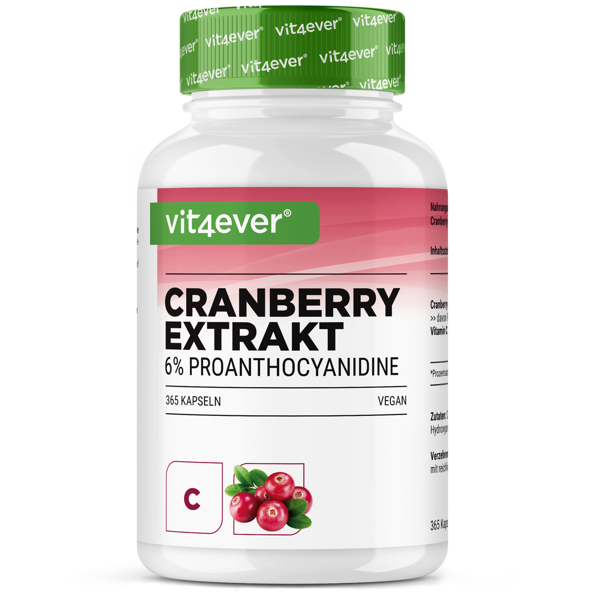 Arándano rojo con vitamina C - 365 cápsulas