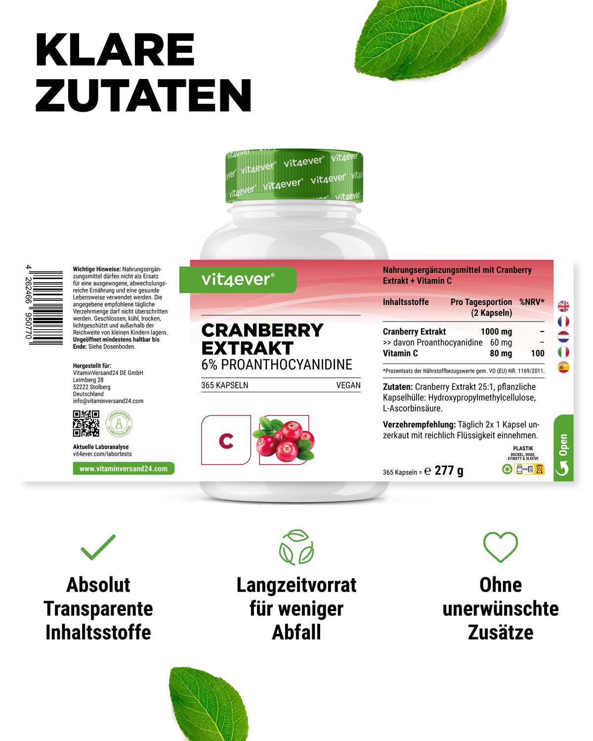 Cranberry with Vitamin C - 365 Capsules