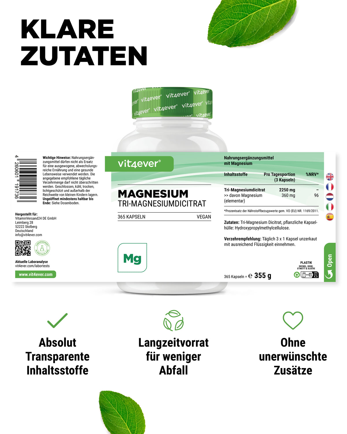 Tri-Magnesium Dicitrate - 365 Capsules