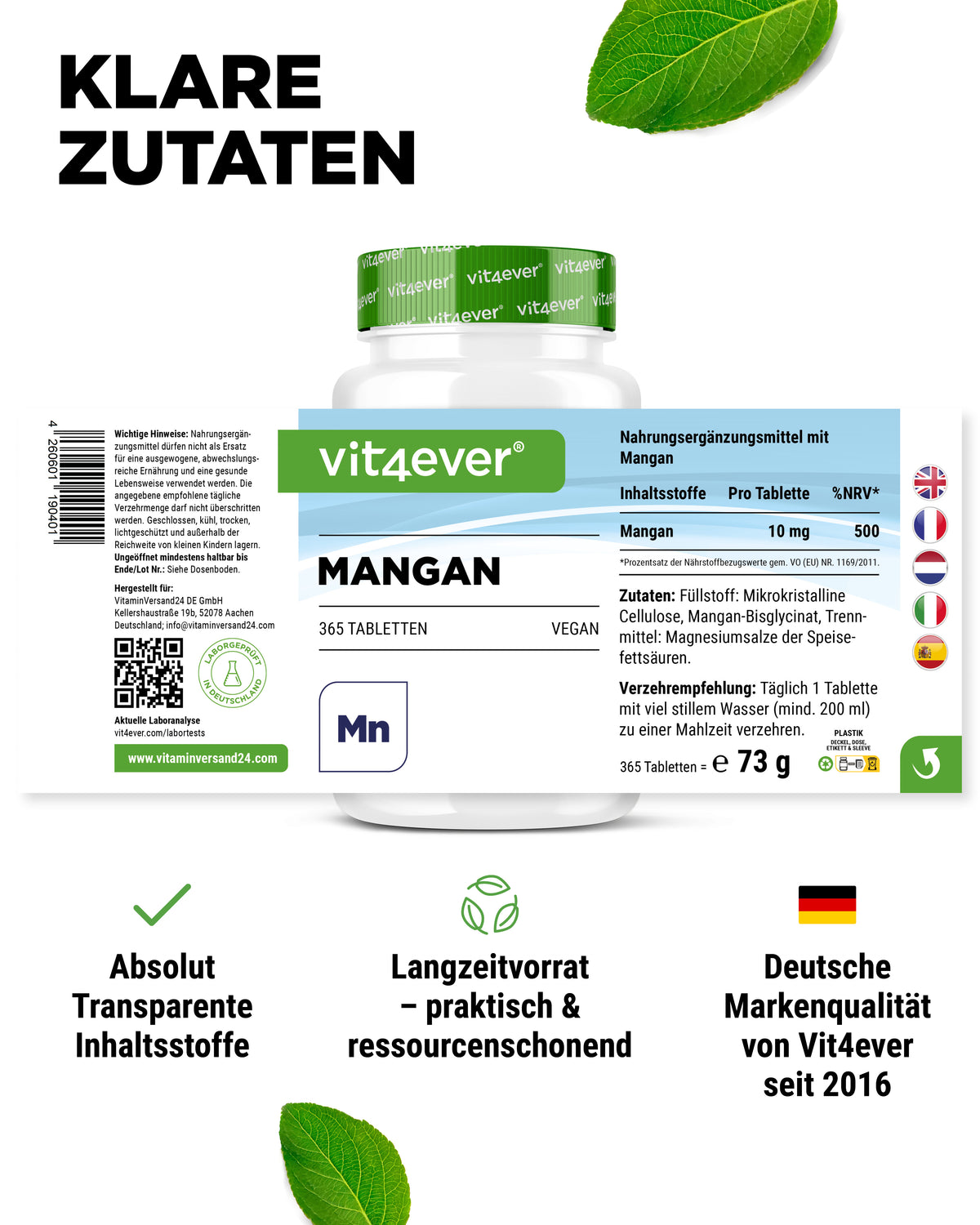 Mangan 10 mg - Mangan-Bisglycinat