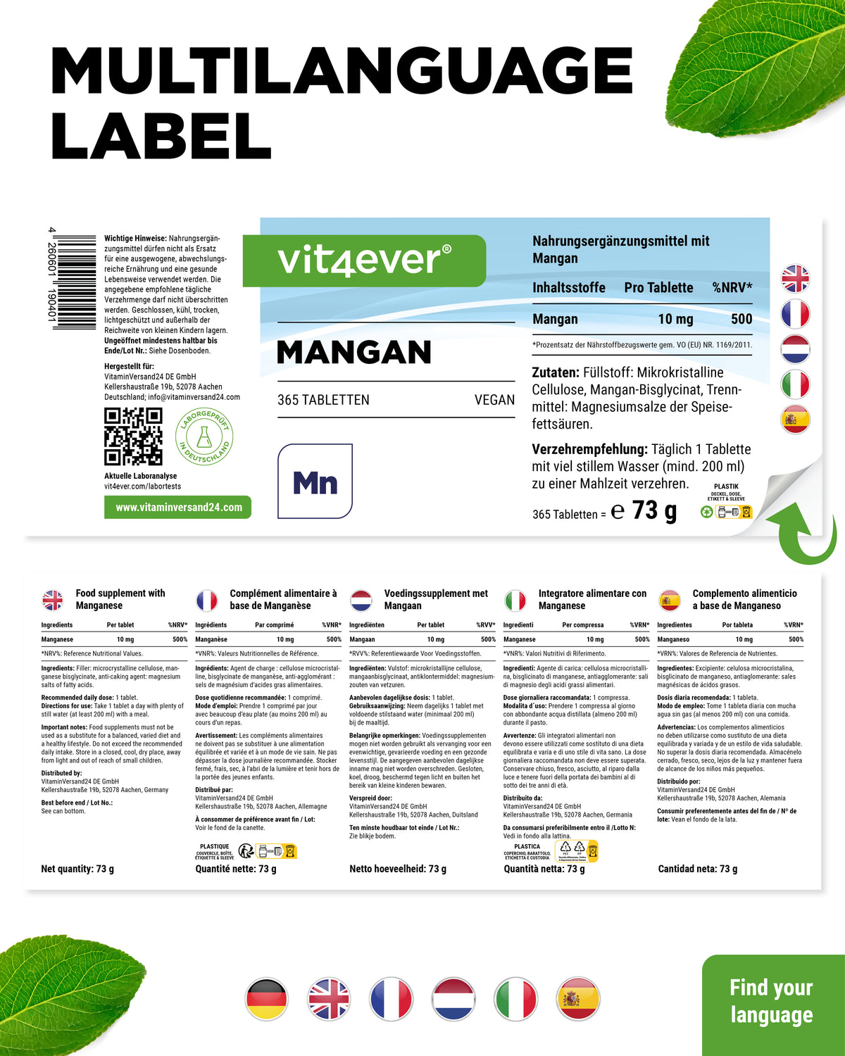 Mangan 10 mg - Mangan-Bisglycinat