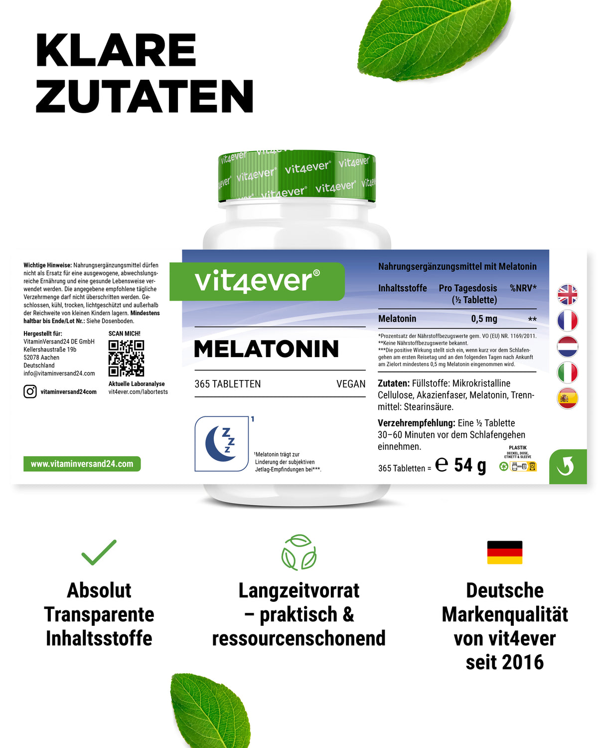 Mélatonine - 1 mg - 365 comprimés