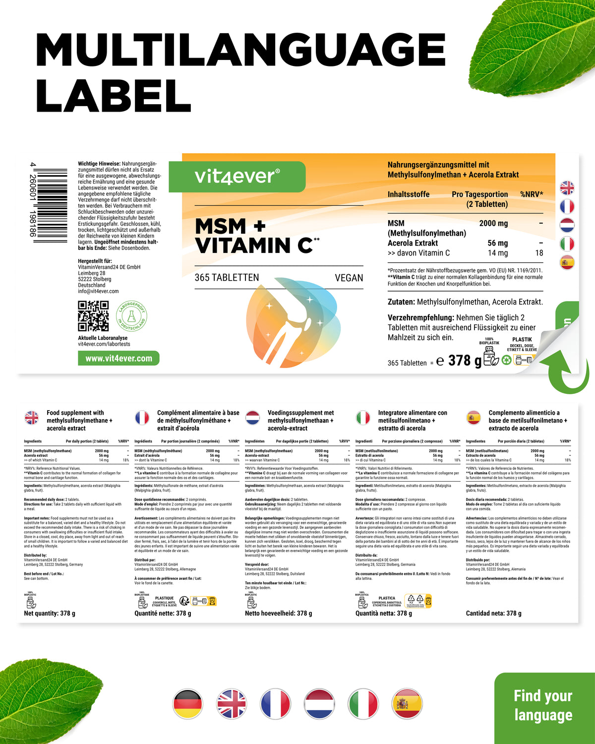 MSM + Vitamin C - 1000mg