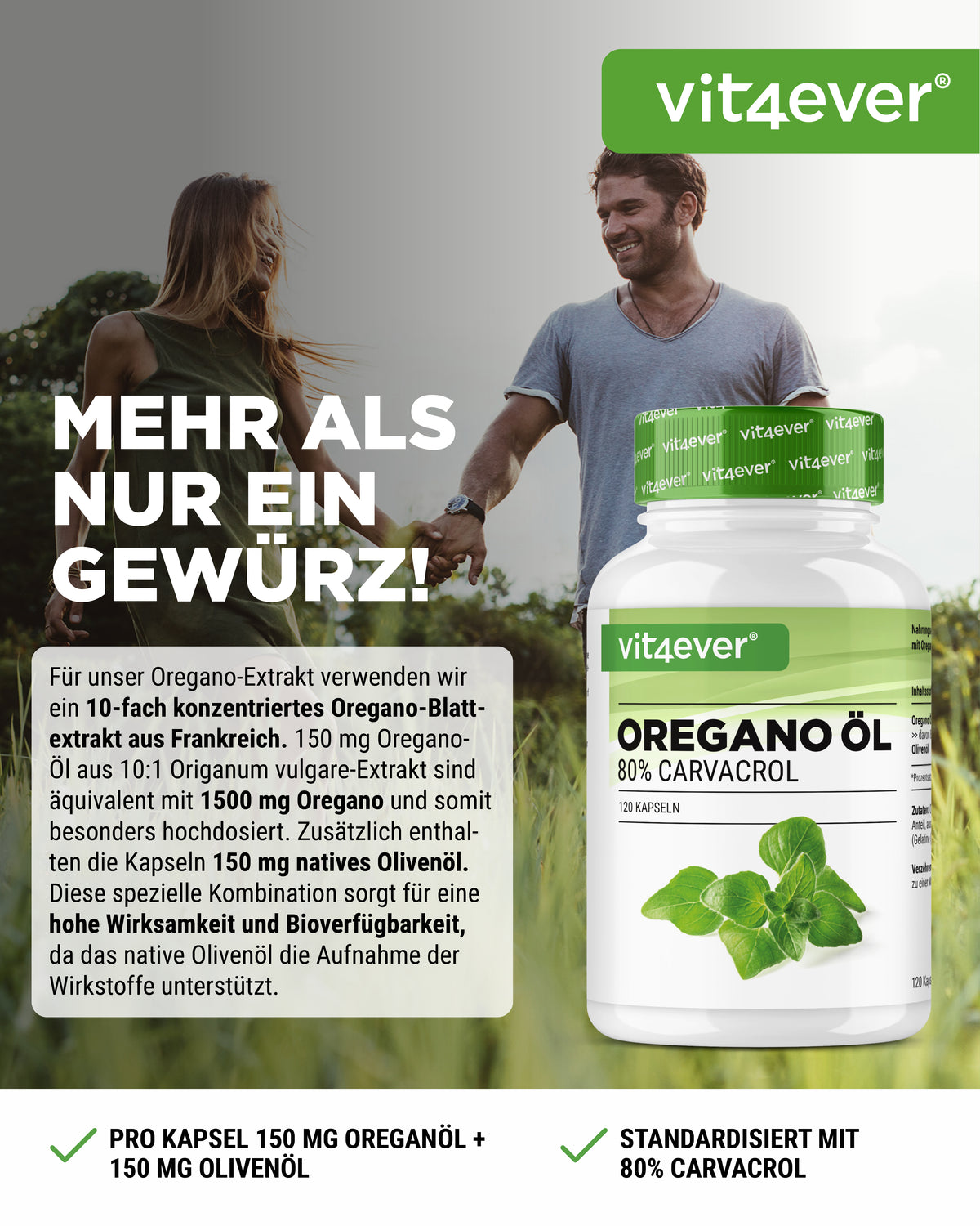 Oregano Öl - 150 mg - 80% Carvacrol