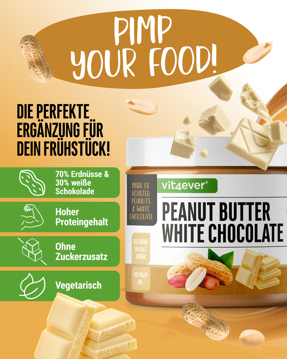 Erdnuss + weiße Schokolade, 500 g