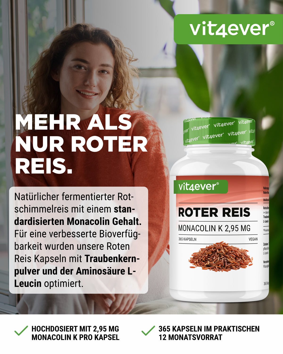 Red Yeast Rice Extract - 2.95 mg Monacolin K, 365 Capsules