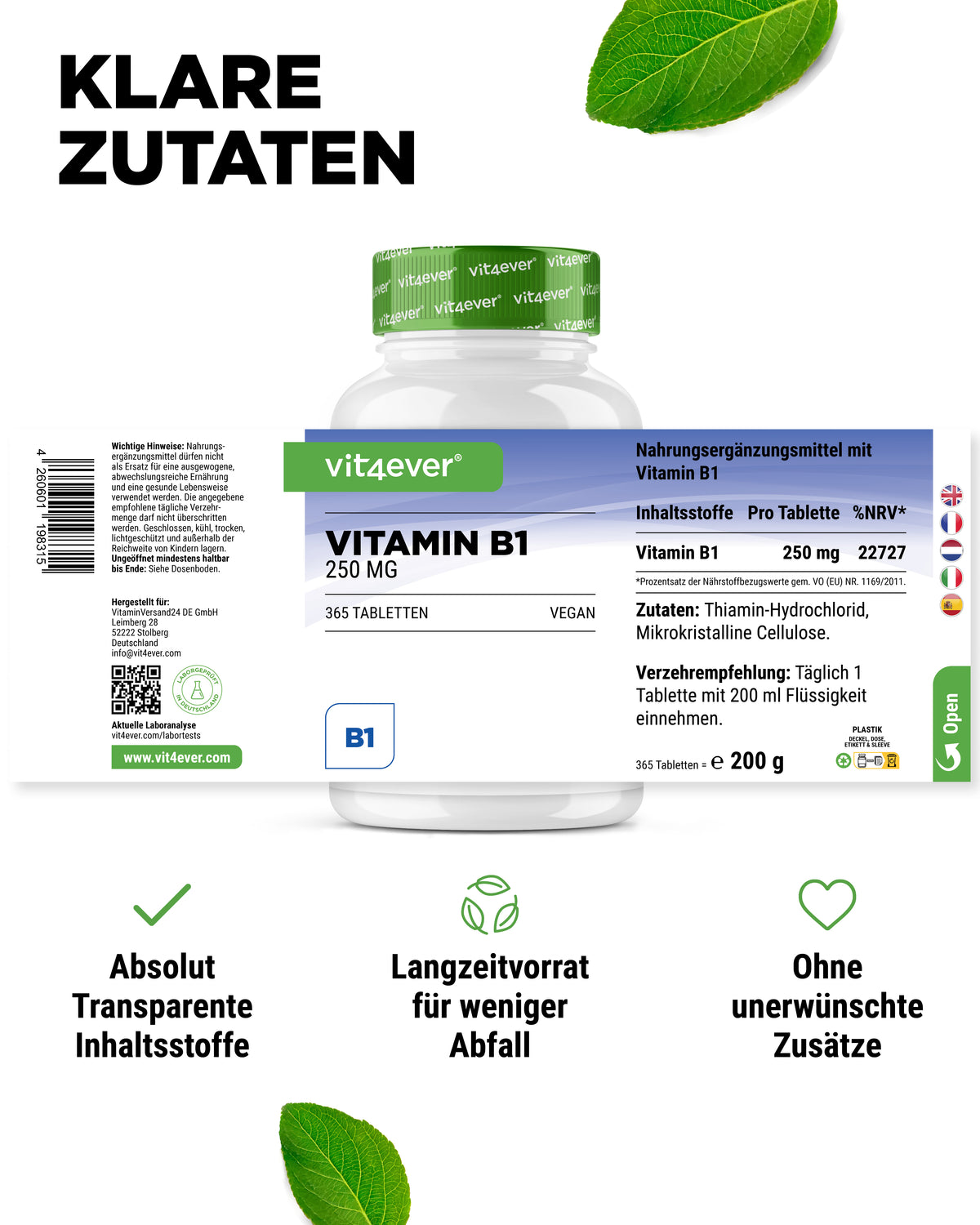 Vitamin B1 Thiamin 250 mg