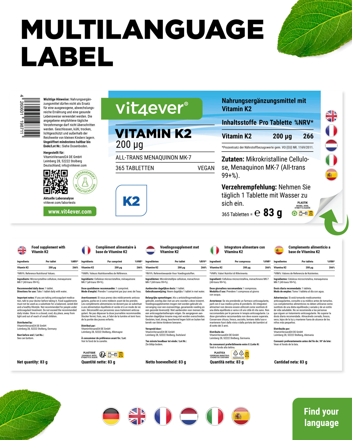 Vitamina K2 200 µg per compressa