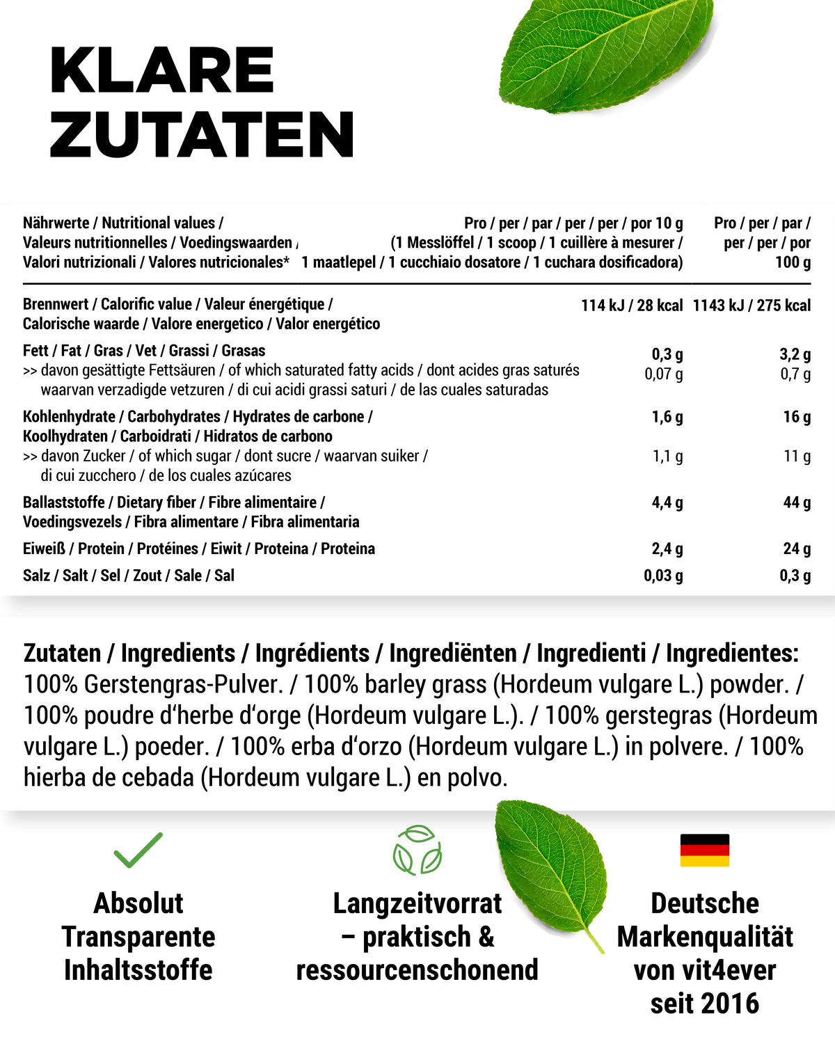 Barley Grass - Rich in Minerals & Vitamins