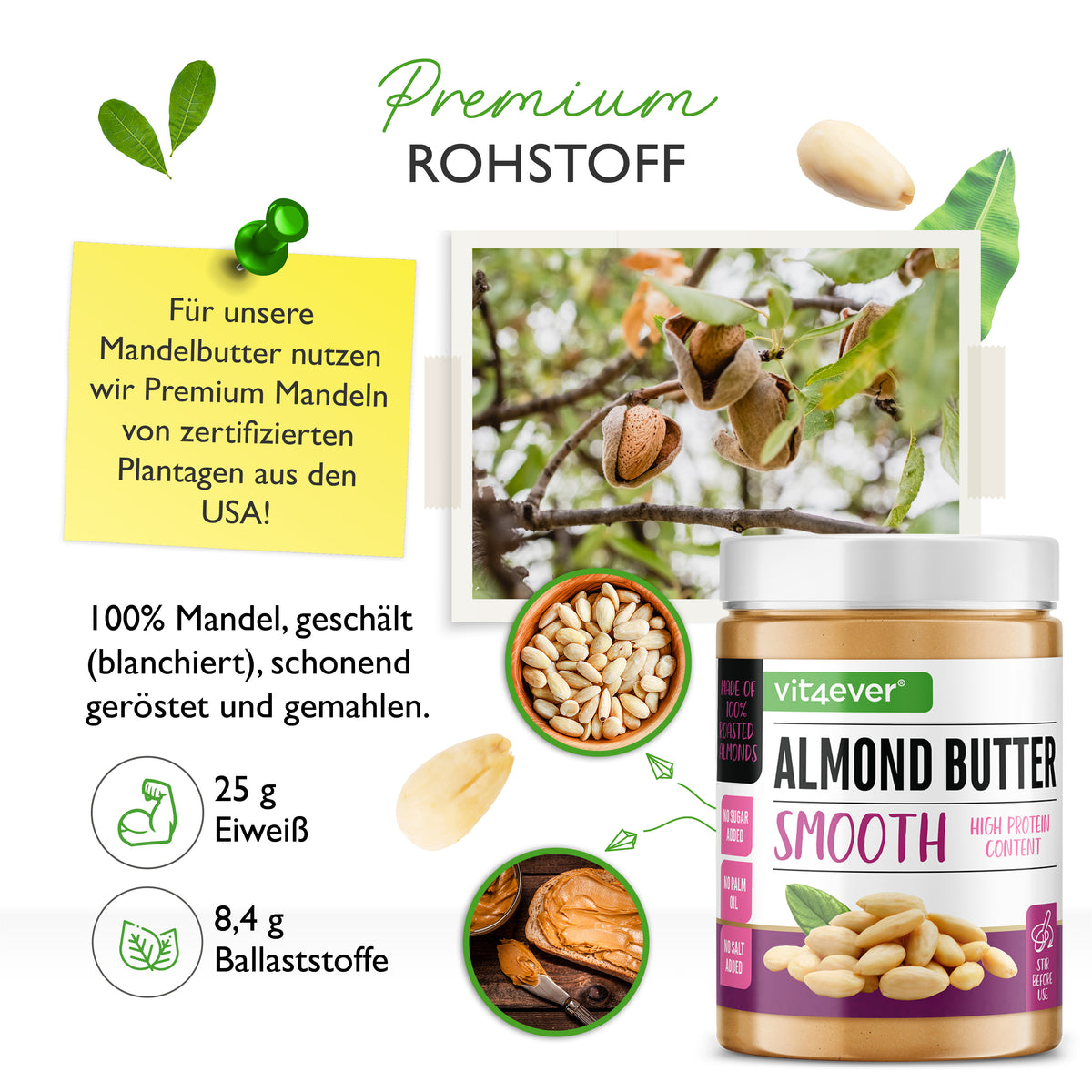 100% Mandelmus Weiss - 1000 g