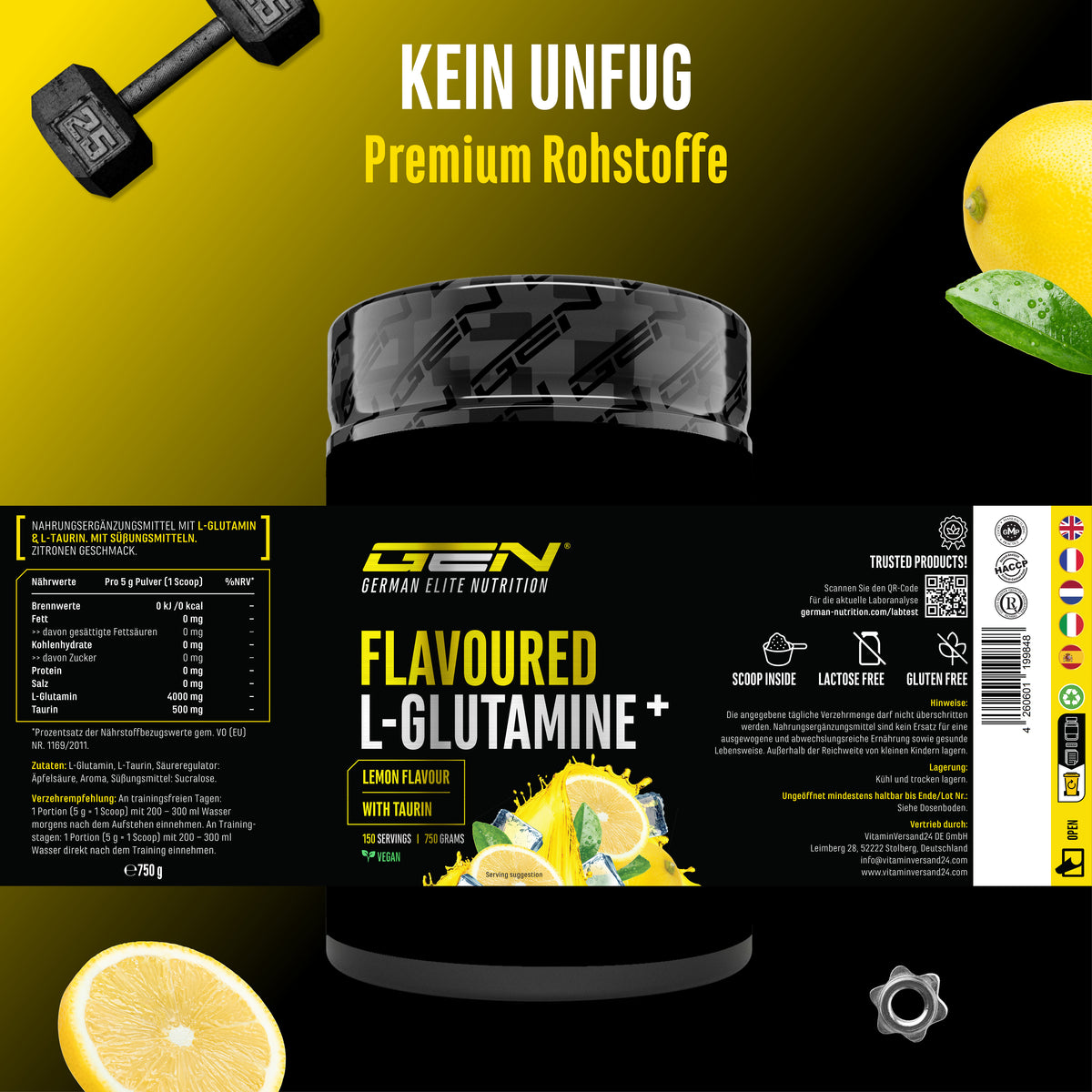 L-Glutamin Pulver Flavoured