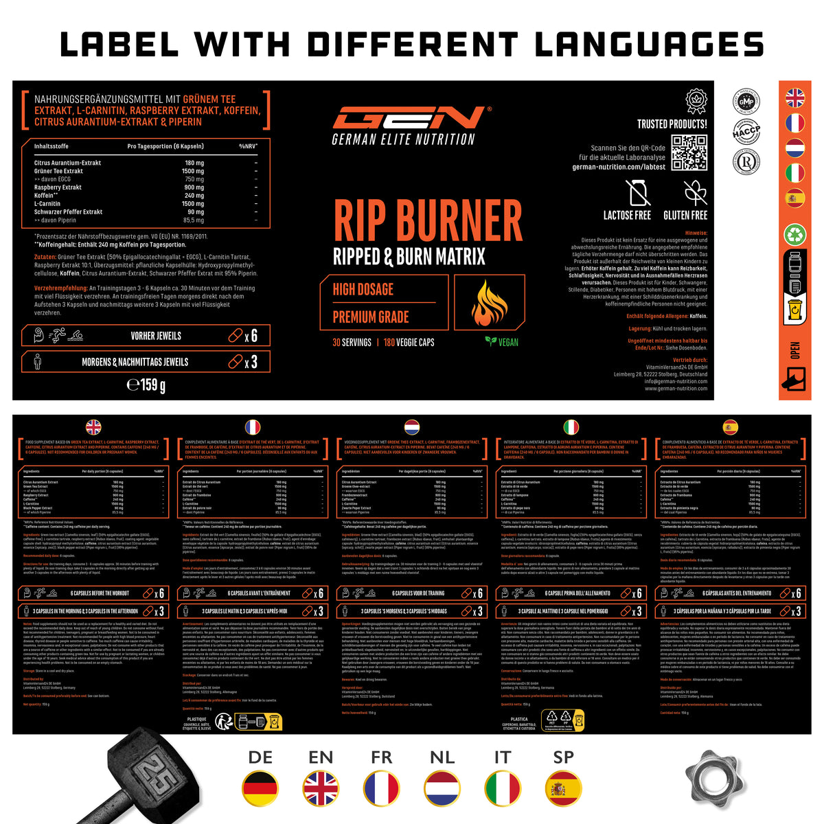 RIP Burner - 180 Kapseln - Definitionsphase & Diät
