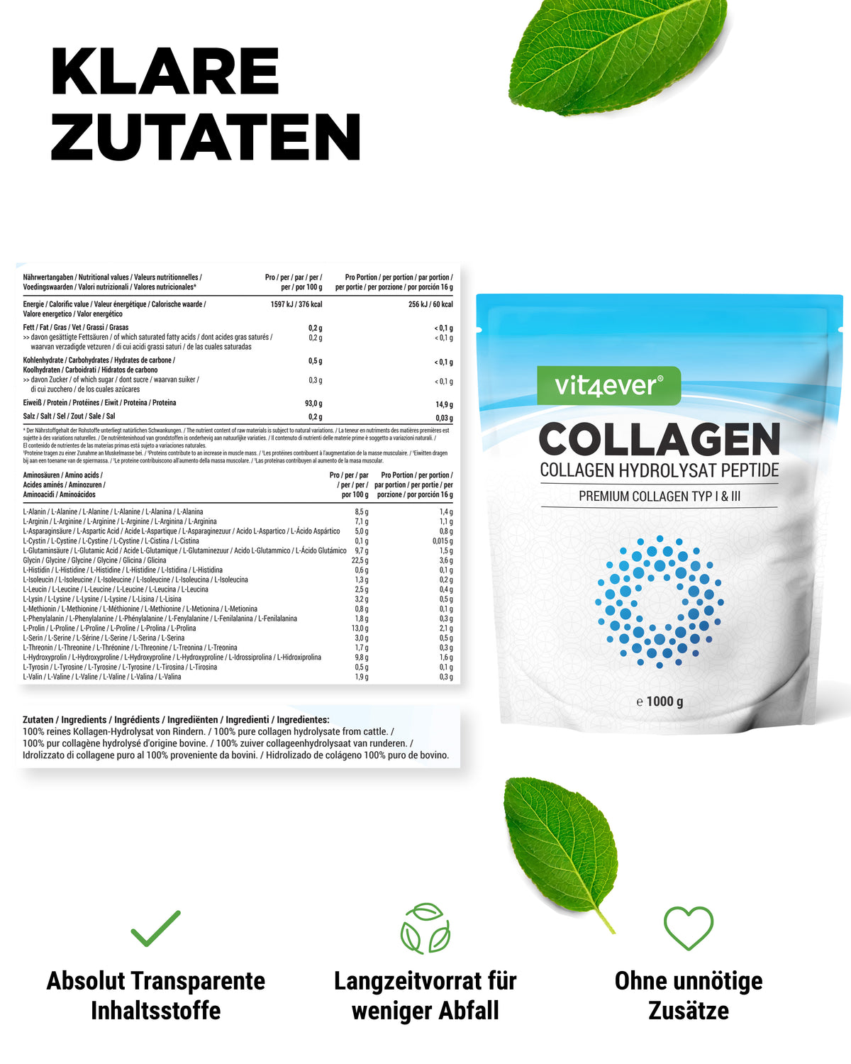 Collagene in polvere - 1000 g - Insapore