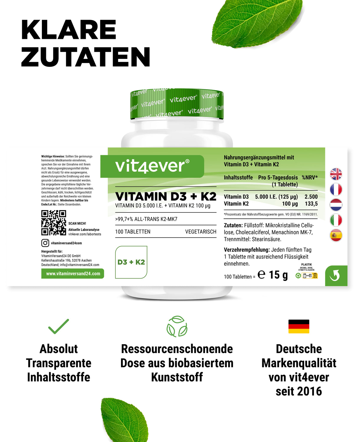 Witamina D3 5.000 I.E. + Witamina K2 100 mcg