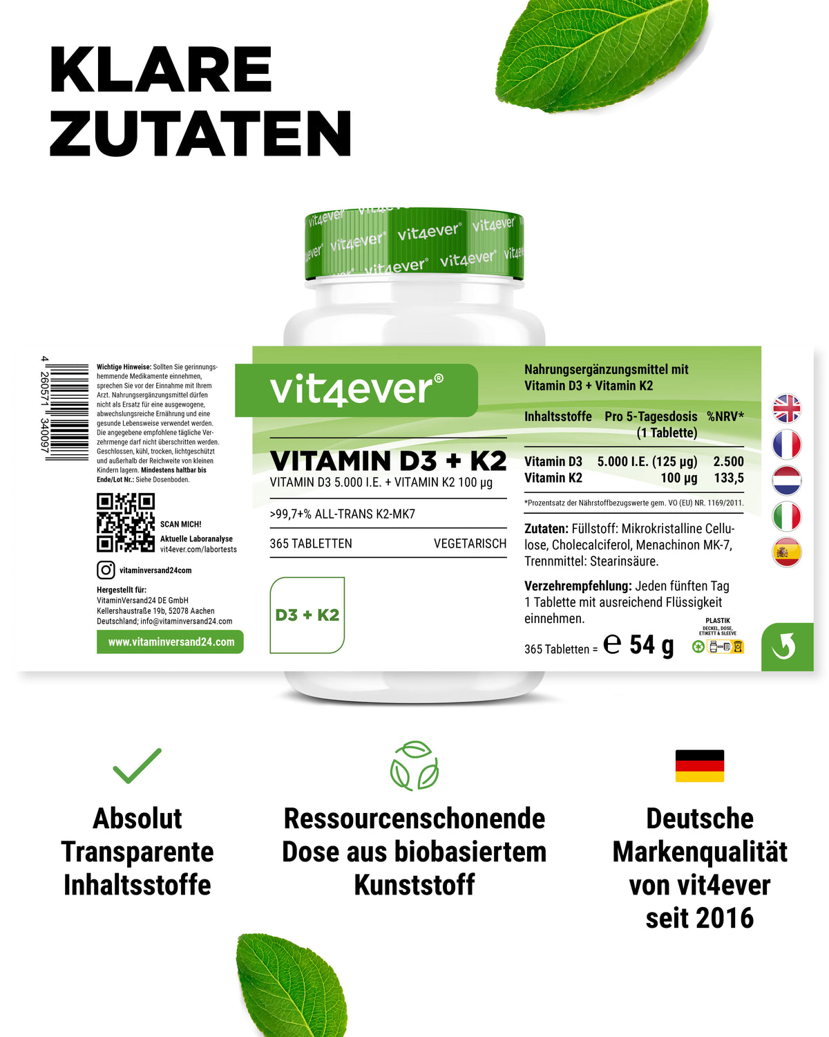 Witamina D3 5.000 I.E. + Witamina K2 100 mcg