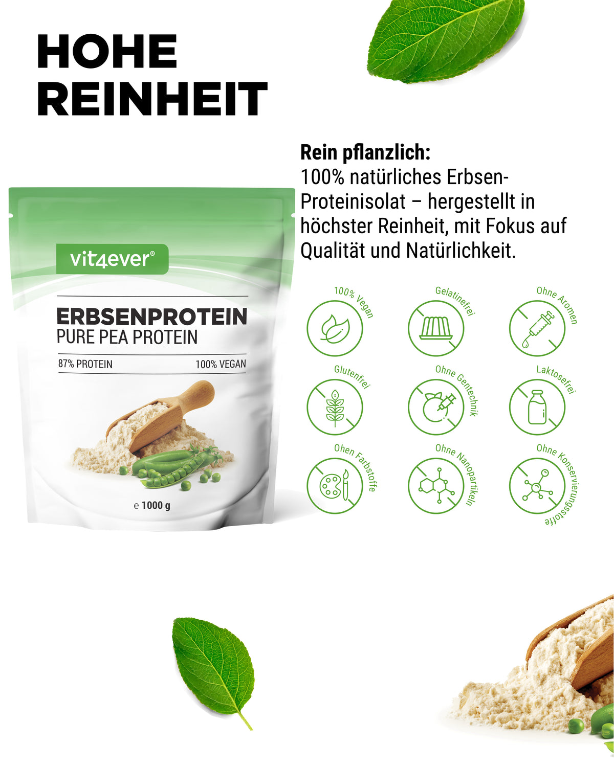 Polvere di proteine di pisello - 87% di contenuto proteico