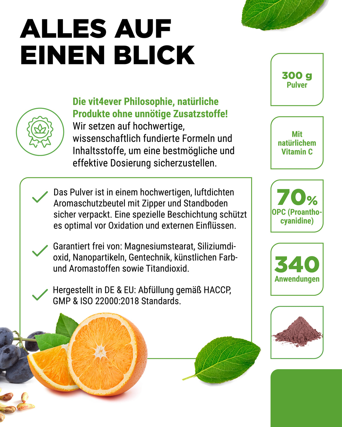 OPC Traubenkernextrakt + Vitamin C Pulver