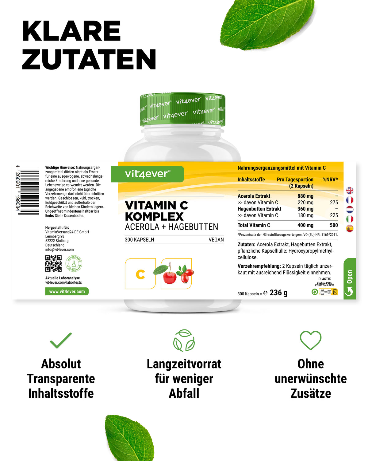 Vitamine C complex (Acerola+Honderoosjes)