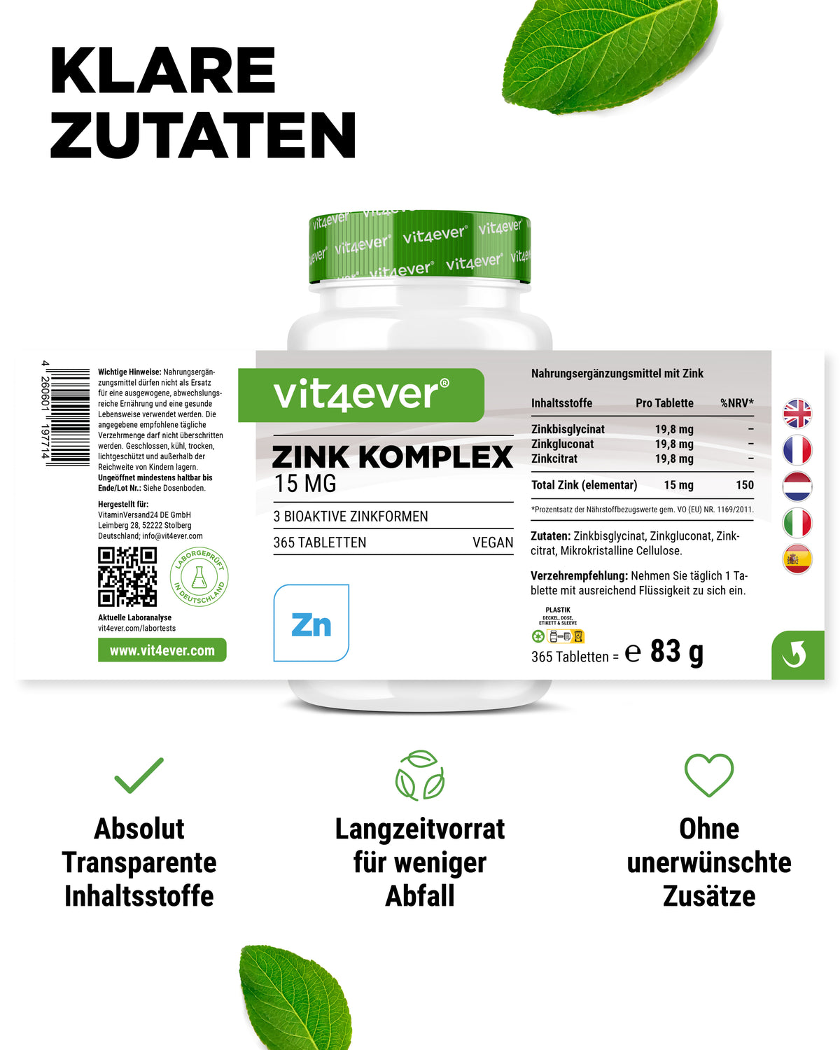 Zink Komplex mit 3 Zinkformen