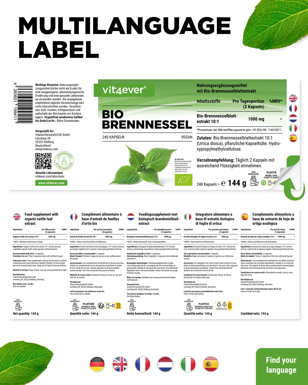 Extrait d'Ortie Bio - 500 mg