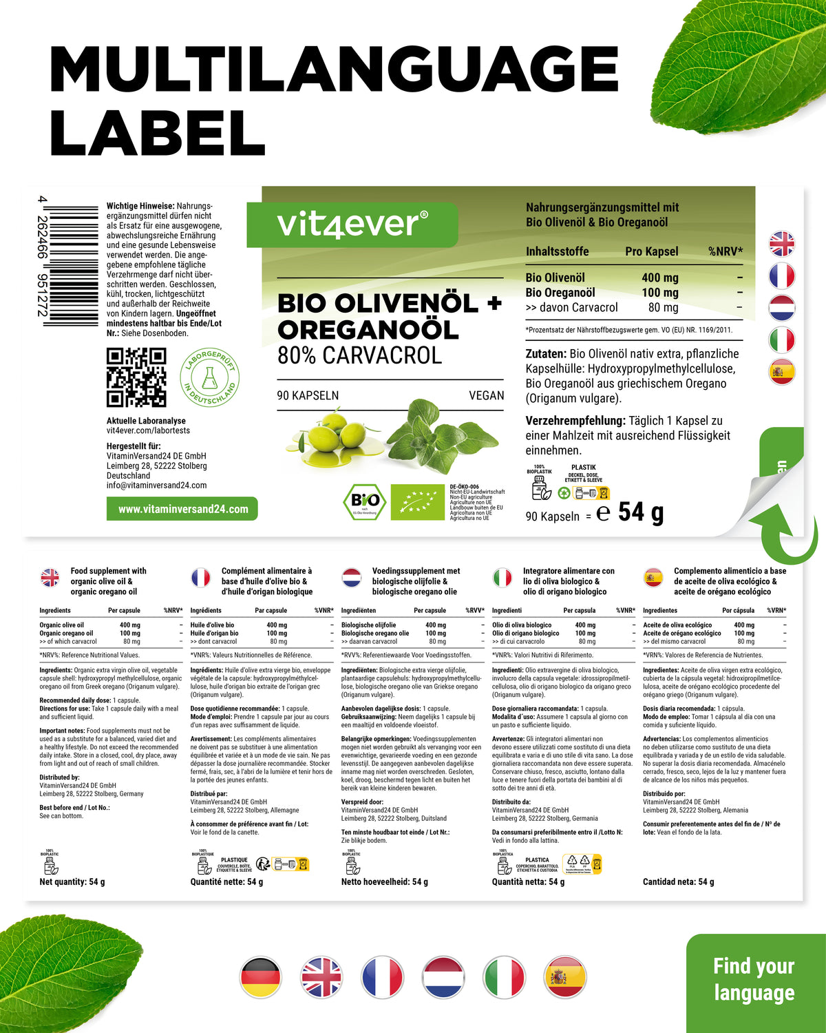 Organic Oregano Oil & Olive Oil,