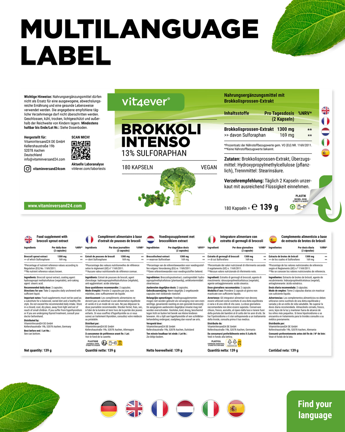 Extracto de brócoli - 180 cápsulas