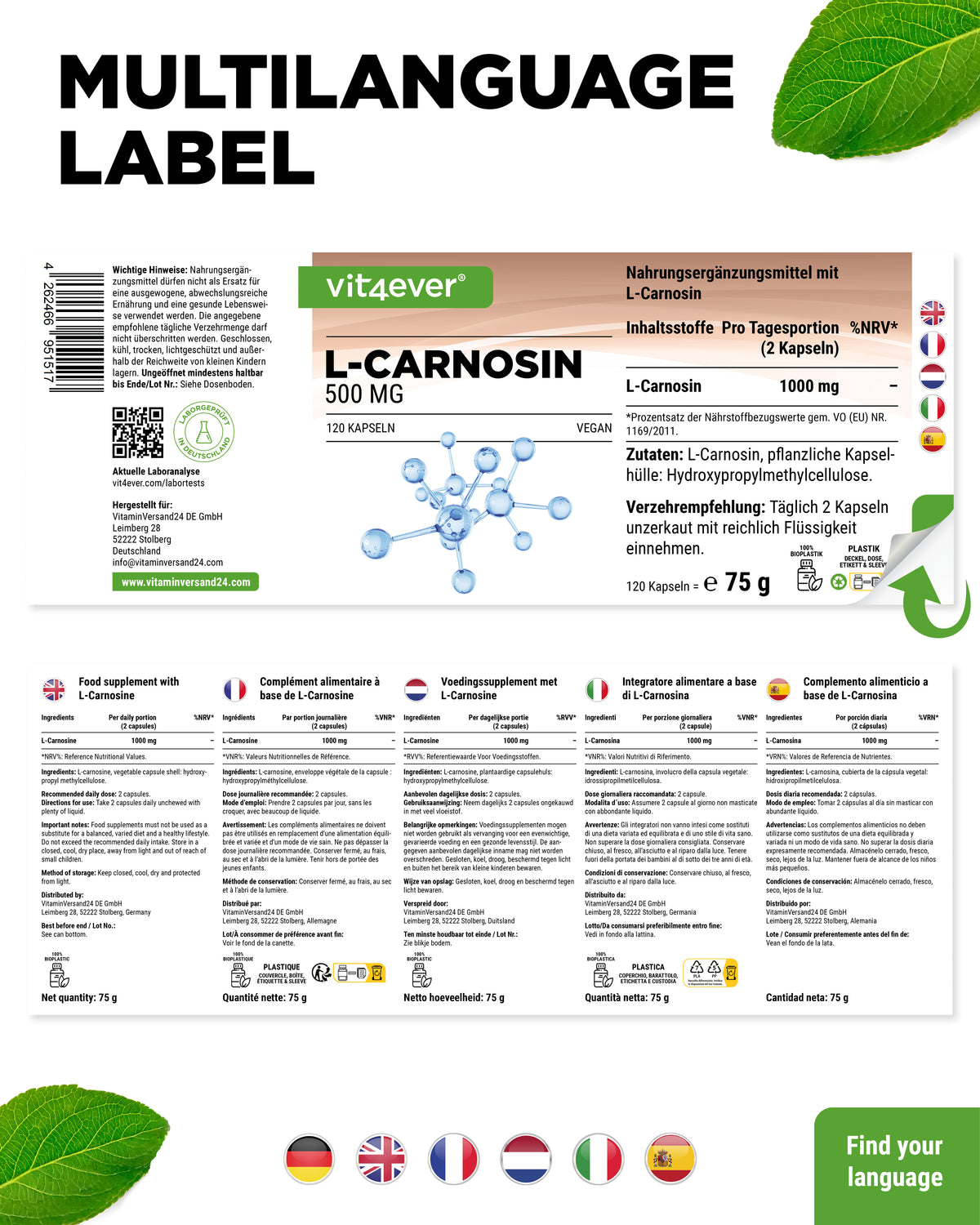 L-Carnosine - 500 mg