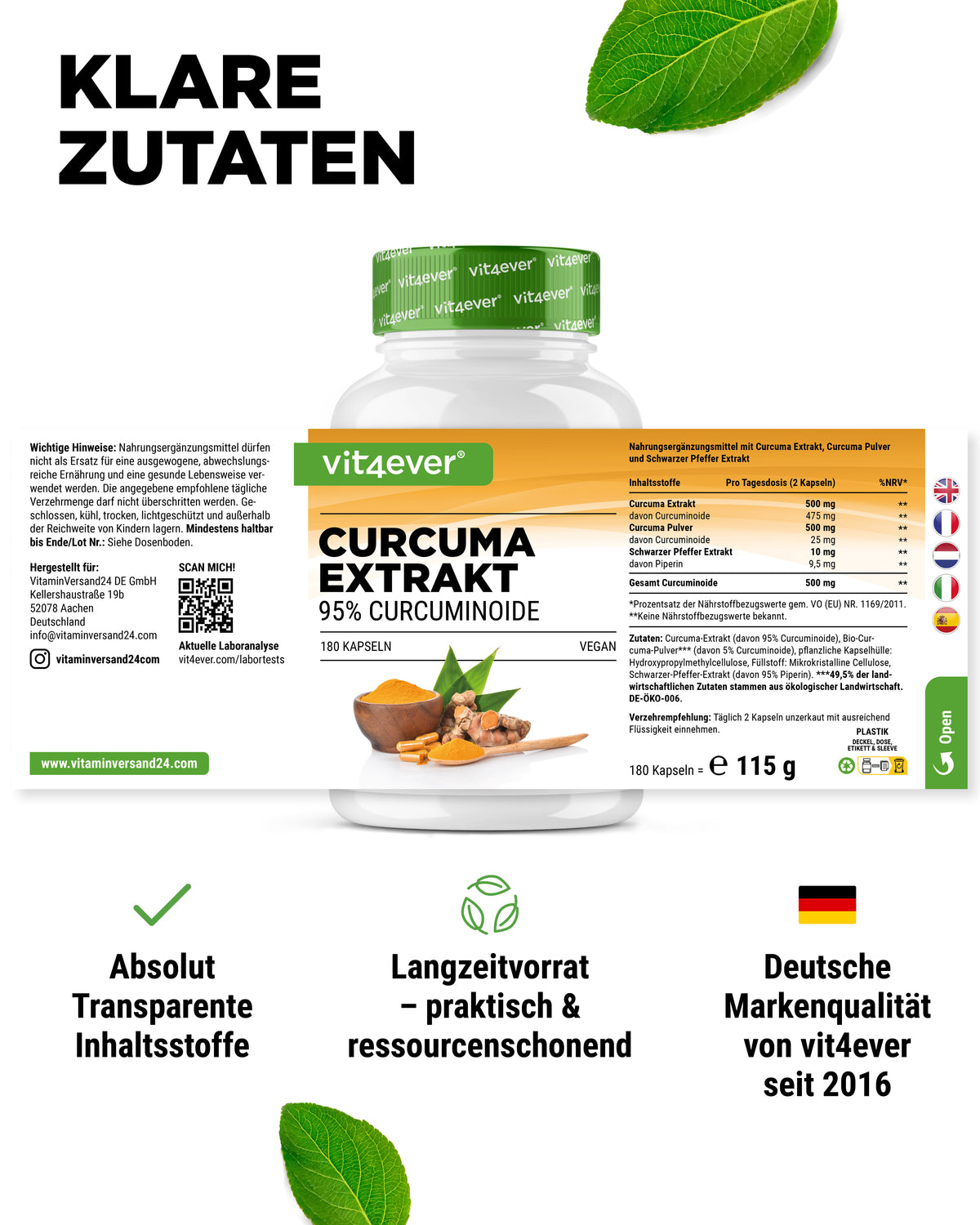 Estratto di Curcuma Intenso - 180 capsule