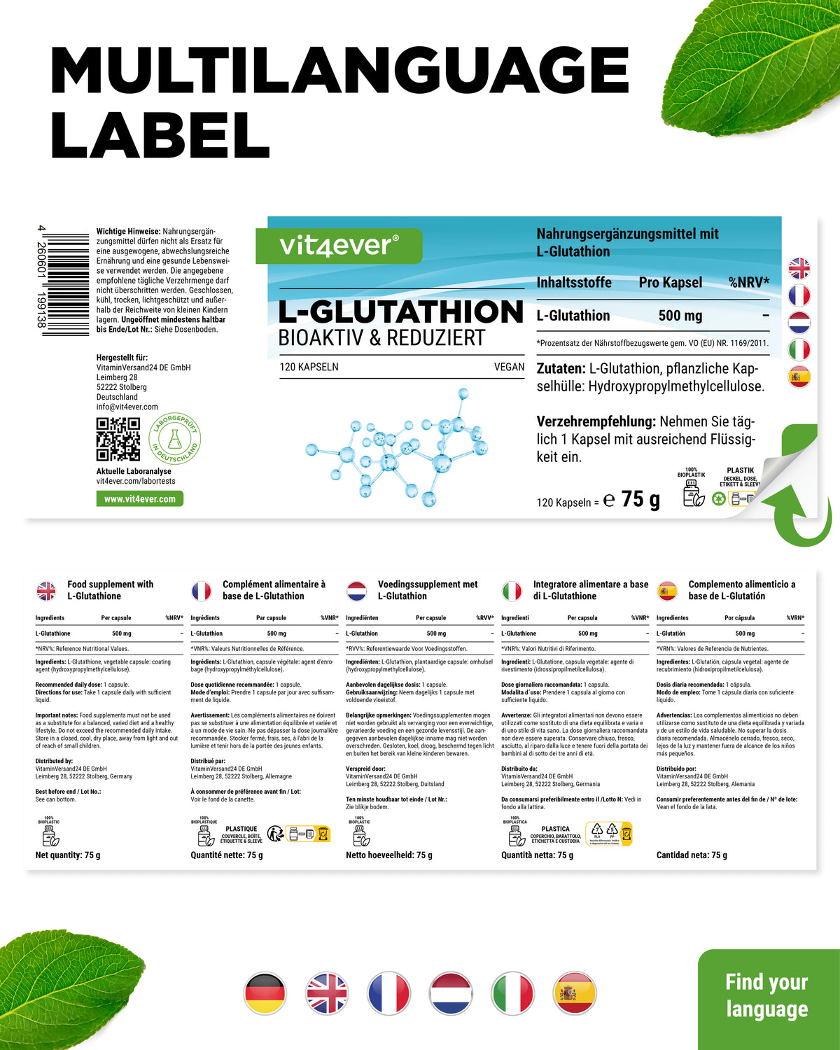 L-Glutathion - 500 mg