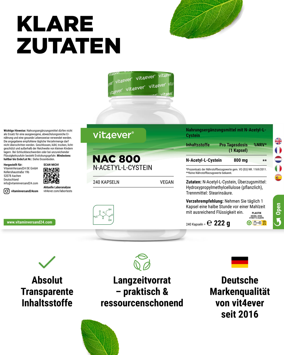 NAC - N-Acetil L-Cisteína - 800 mg